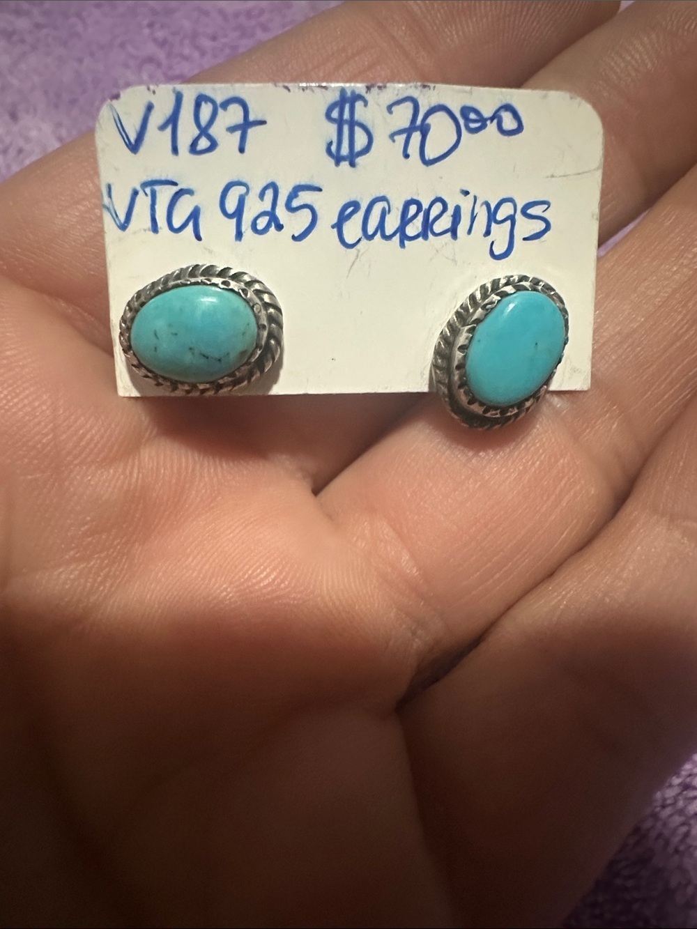 Sterling Silver Turquoise Oval Stud Earrings